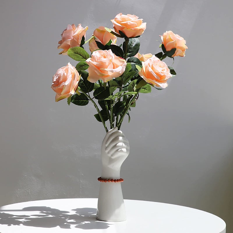 Romehaha Modern Hand Shaped Decorative Vase925H Ceramic Body Vase Art Small Flower Vase for Coffee Table DecorVases for FlowersShelf Living Room Home Farmhouse Table Decor