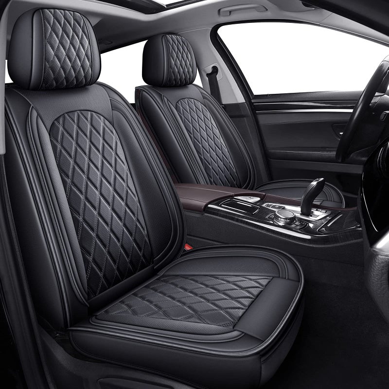 MIROZO Front Pair Seat Covers Vehicle Cushion Cover Breathable Fit for Most Sedan Truck and SUV for Explorer Escape Civic Accord Camry RAV4 Black