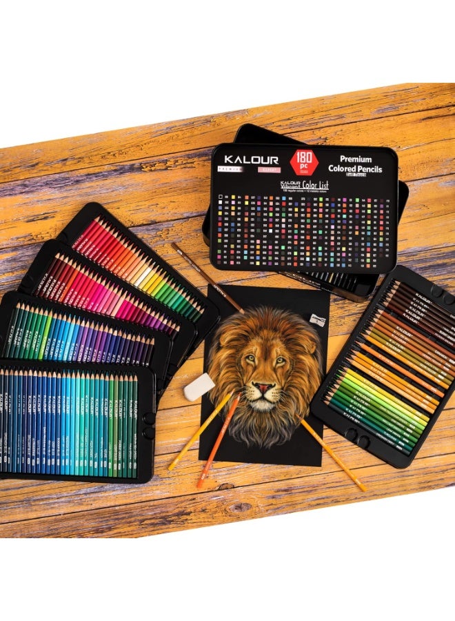 كالور KALOUR 180 Colored Pencil Set for Adults Artists kids- 3.3mm Rich Pigment Soft Core -12 Metallic Pencil - Wax-Based - Ideal for Coloring Drawing Sketching Shading Blending - Vibrant Color（Tin Case） - Image 4