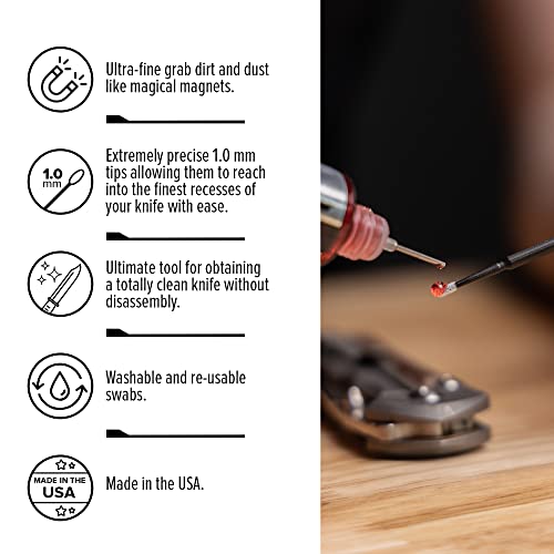 Knife Pivot Lube - KPL MicroFiber Knife Care Detail Swabs - Ultra-Precision Detailing Probes for Knife, Kitchen Cleaning Supplies, Pointed Swabs for Pocket Knives, Swab Applicators (50 Pack) - Image 2