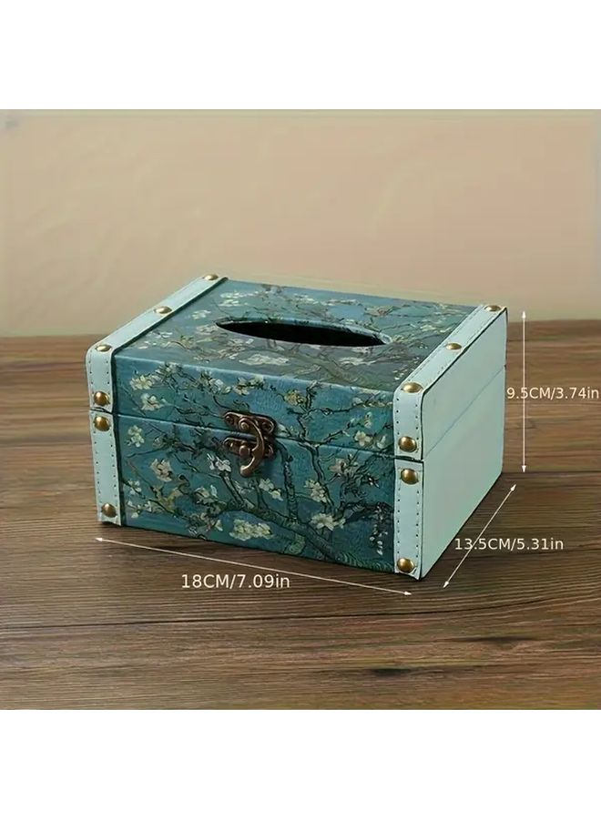 Starry Sky Faux Leather Tissue Box Cover Vintage Oil Painting Design Multi Functional Home Car Decor - Image 4