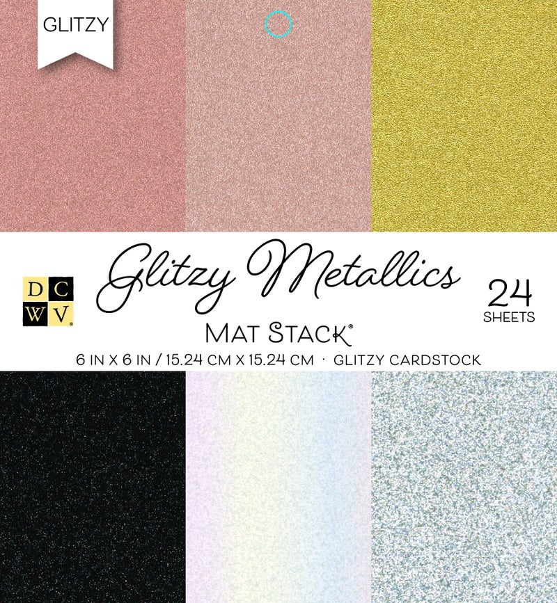 Glitter Cardstock Paper 6x6 inches Sparkly Craft Paper for Card Making Scrapbooks Art Projects 24 Single Sided Sheets 6 Glitzy Metallic Colors