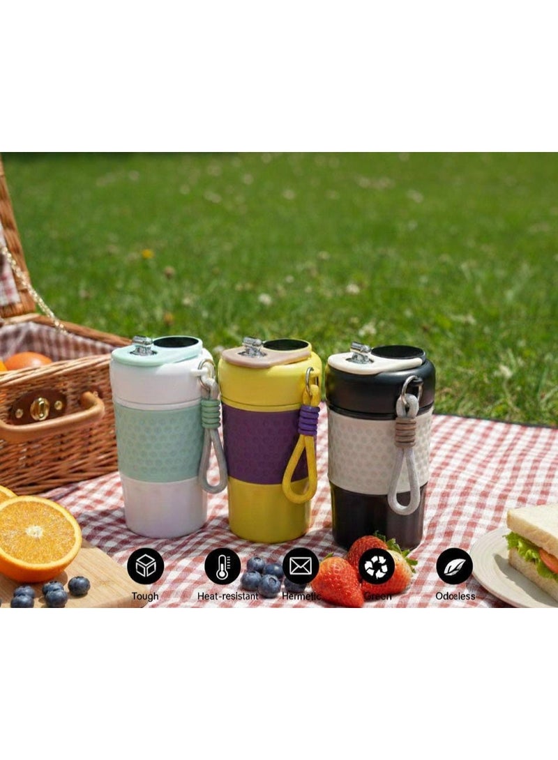 Spaceshoop Small Urban Edge 450ml Insulated Travel Tumbler Leak Proof Sports Mug with Silicone Grip and Carry Loop Yellow - Image 3