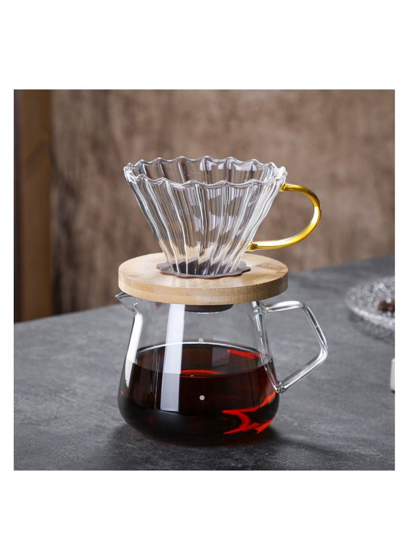 Generic Pour Over Coffee Maker Set 600ml Coffee Server Pot with Glass Drip Filter Elegant Coffee Dripper Glass Carafe  - Image 1