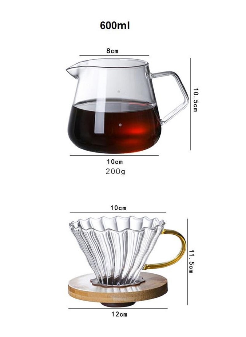 Generic Pour Over Coffee Maker Set 600ml Coffee Server Pot with Glass Drip Filter Elegant Coffee Dripper Glass Carafe  - Image 4