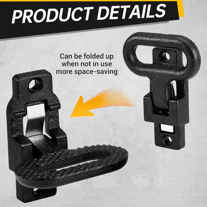 Gedlex 4 Pack Black Folding Safety Step Steel Heavy-Duty Fold Down Utility Body Step Grab flip-up Handle Step for Truck,Trailers, Busses, Boat, RV, Camper, and Other Vehicles E-Coat - Image 3