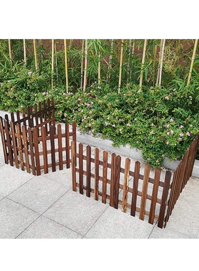 LINGWEI Wooden Garden Fence Garden Picket Fence Landscape Edging Border Lawn Edgings Panels Wooden Interlocking Panels Animal Barrier Stakes - Image 1