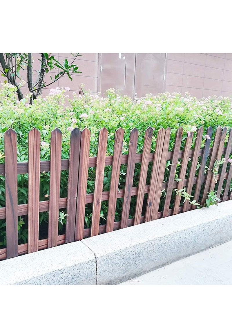 LINGWEI Wooden Garden Fence Garden Picket Fence Landscape Edging Border Lawn Edgings Panels Wooden Interlocking Panels Animal Barrier Stakes - Image 3