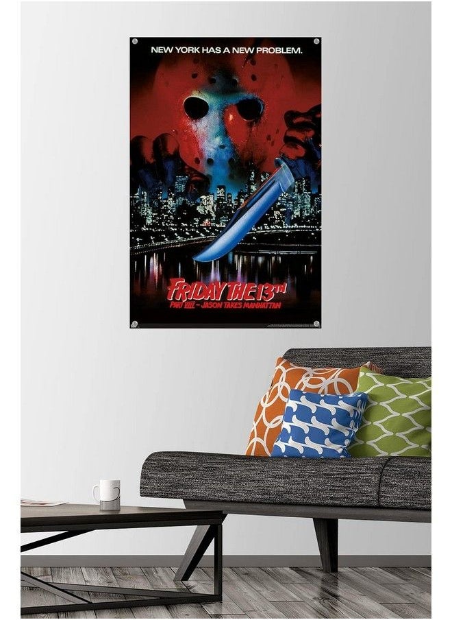 Trends International - Friday The 13Th Part Viii: Jason Takes Manhattan One Sheet Wall Poster With Push Pins - Image 1