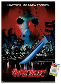Trends International Friday The 13Th Part Viii: Jason Takes Manhattan One Sheet Wall Poster With Push Pins  - Image 2