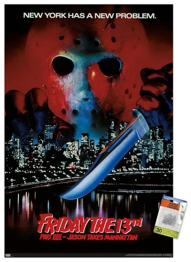 Trends International - Friday The 13Th Part Viii: Jason Takes Manhattan One Sheet Wall Poster With Push Pins - Image 1