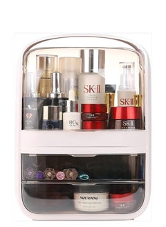 Hanayo Makeup Organizer Transparent Cosmetic Storage Rack with Drawers Multifunctional Large Capacity Stylish Desk Organizer for Makeup Small Items Stationery(Pink)  - Image 1