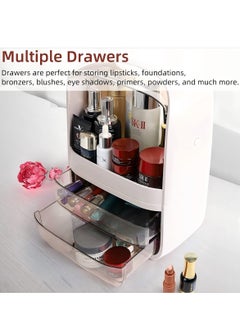 Hanayo Makeup Organizer Transparent Cosmetic Storage Rack with Drawers Multifunctional Large Capacity Stylish Desk Organizer for Makeup Small Items Stationery(Pink)  - Image 4