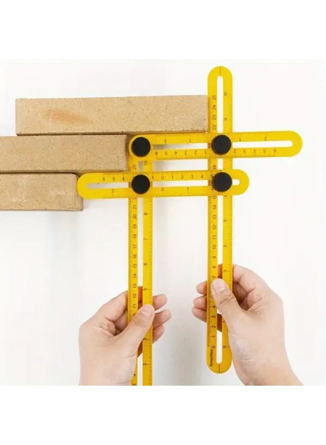 Yellow Heavy Duty 4 In 1 Multi Angle Tool With Folding Design And Built In Ruler - Image 3