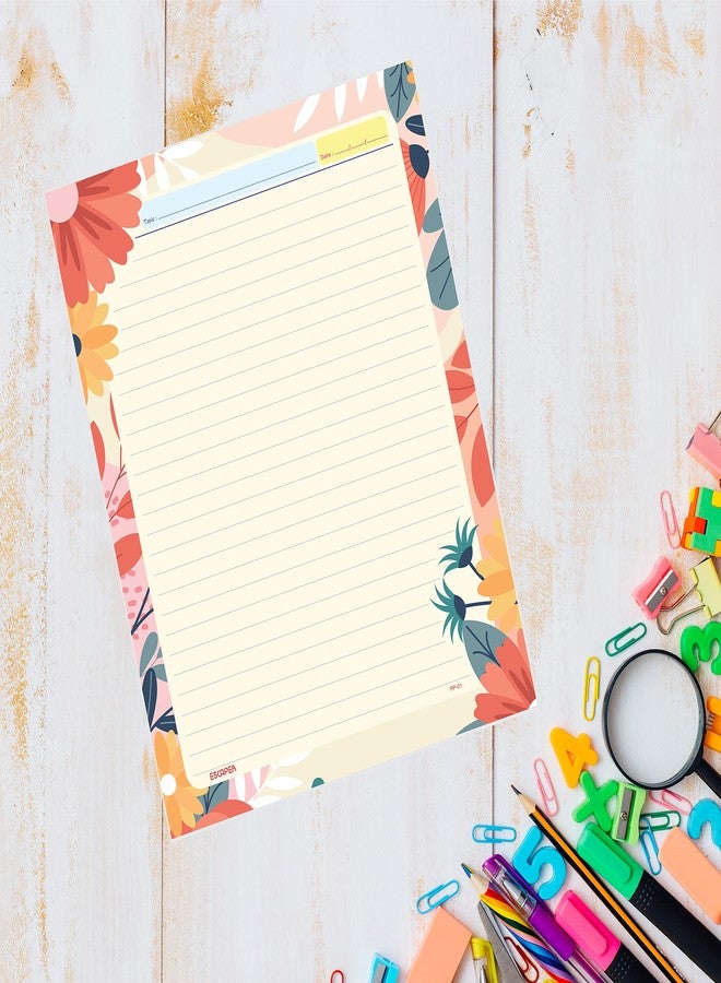 ESCAPER أوراق مشاريع إسكيبر بتصميم زهور - أوراق عملية متعددة الألوان للواجبات والفنون والحرف اليدوية، ورق مسطر من جانب واحد، ورق ملون مسطر بتصميم مميز، مثالي للمشاريع المدرسية - Image 5