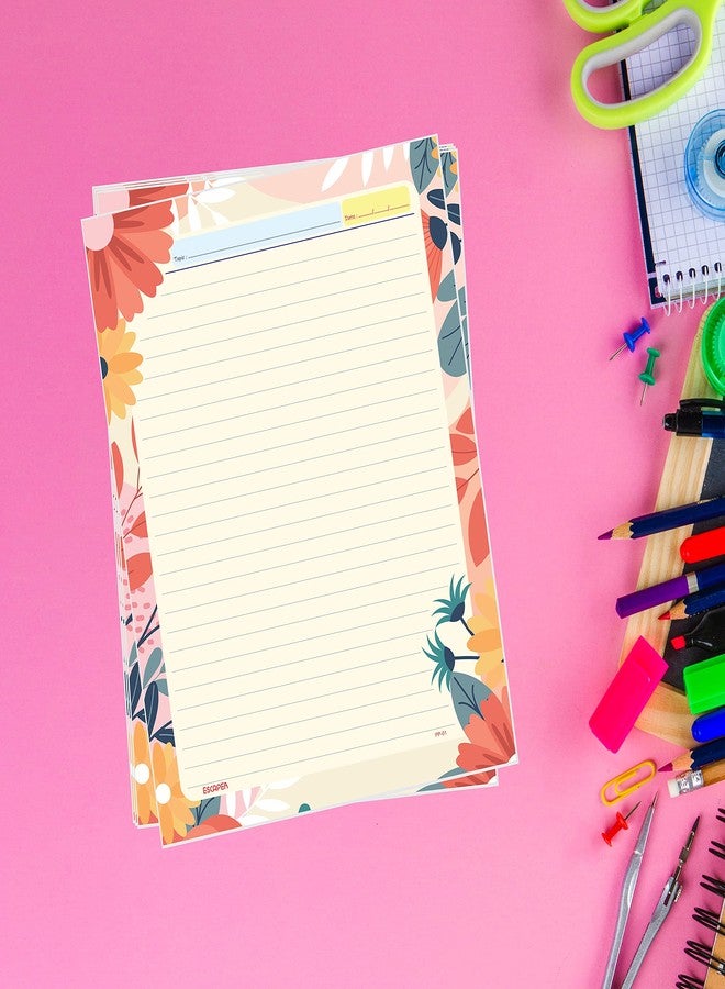 ESCAPER أوراق مشاريع إسكيبر بتصميم زهور - أوراق عملية متعددة الألوان للواجبات والفنون والحرف اليدوية، ورق مسطر من جانب واحد، ورق ملون مسطر بتصميم مميز، مثالي للمشاريع المدرسية - Image 4