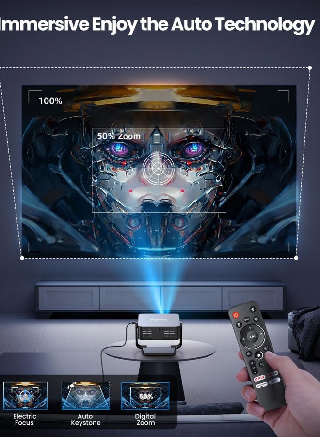 FUDONI [Netflix-Licensed/Dolby Audio] FUDONI 4K Smart Projector with WiFi 6 & Bluetooth, Auto Keystone/Electric Focus, Zoom Correction, HDMI/USB/iOS/Android Compatible, Portable Proyector for Home & Outdoor - Image 5