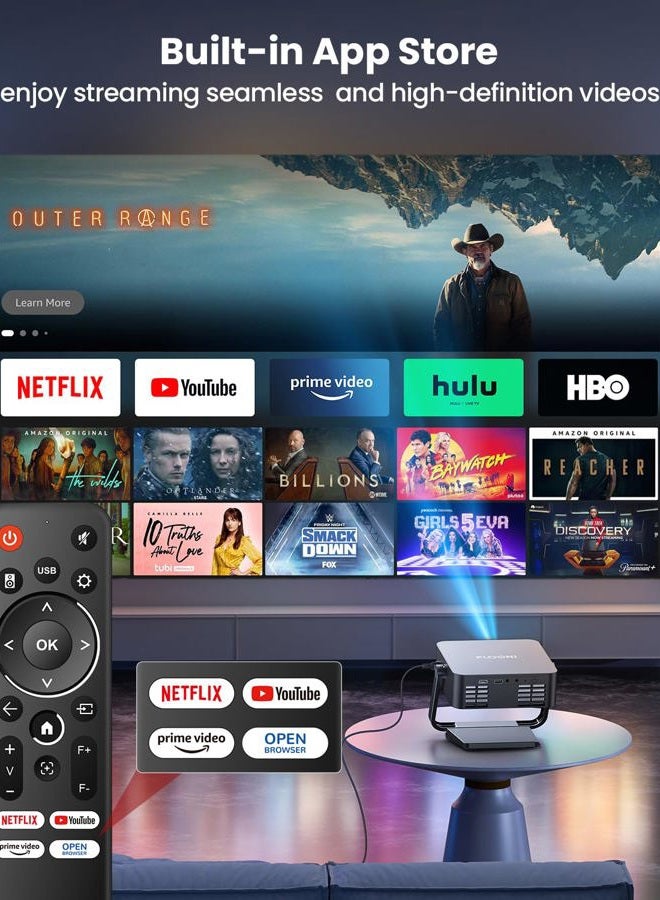 FUDONI [Netflix-Licensed/Dolby Audio] FUDONI 4K Smart Projector with WiFi 6 & Bluetooth, Auto Keystone/Electric Focus, Zoom Correction, HDMI/USB/iOS/Android Compatible, Portable Proyector for Home & Outdoor - Image 3