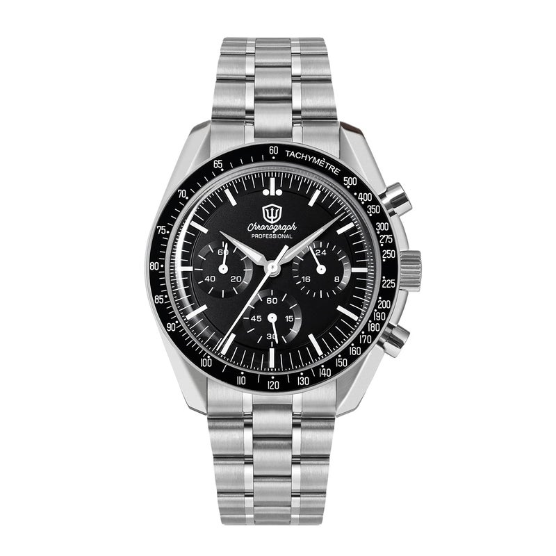 watchdives WD1860 WD1861 WD1863 Men's Chronograph Watch Japan VK63 Quartz Sports Watches 40mm Bubble Sapphire Crystal Wristwatch 100M Dive Watch (Black/ WD1863 Alpha-Hands) - Image 1