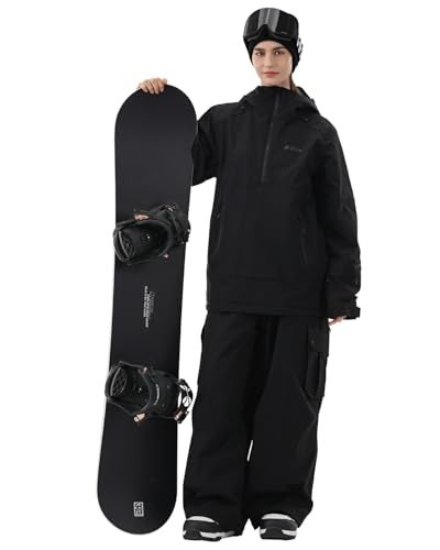 HIGH EXPERIENCE Ski Jacket Women with Recco 3L Snowboard Anorak Pullover Baggy Coat Hooded Insulated Hoodie Waterproof Warm (US, Alpha, Medium, Regular, Regular, Black) - Image 3
