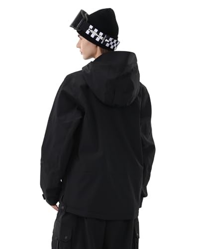 HIGH EXPERIENCE Ski Jacket Women with Recco 3L Snowboard Anorak Pullover Baggy Coat Hooded Insulated Hoodie Waterproof Warm (US, Alpha, Medium, Regular, Regular, Black) - Image 2