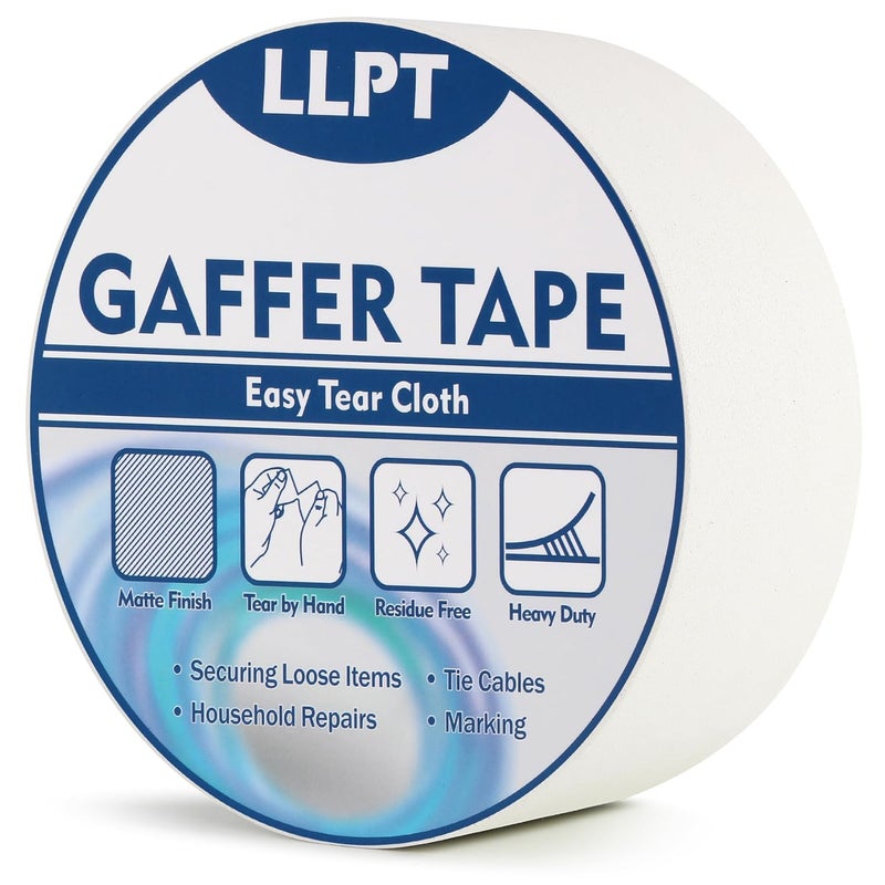 LLPT Matte White Masking Tape, 2 Inch x 35 Yards, Non-Reflective, Easy to Rip, Residue Free, Durable Adhesive Tape for Wire Photography (PGT532P1WT) - Image 1