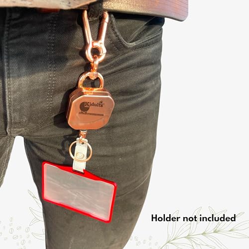 Kidultz Heavy Duty Metal Zinc Alloy I'd Card Retractable Black Stylish Badge yoyo Reel, Key Chain Holder Belt Clip Pull Cord with 27.5" Steel Cable (Gold) - Image 3