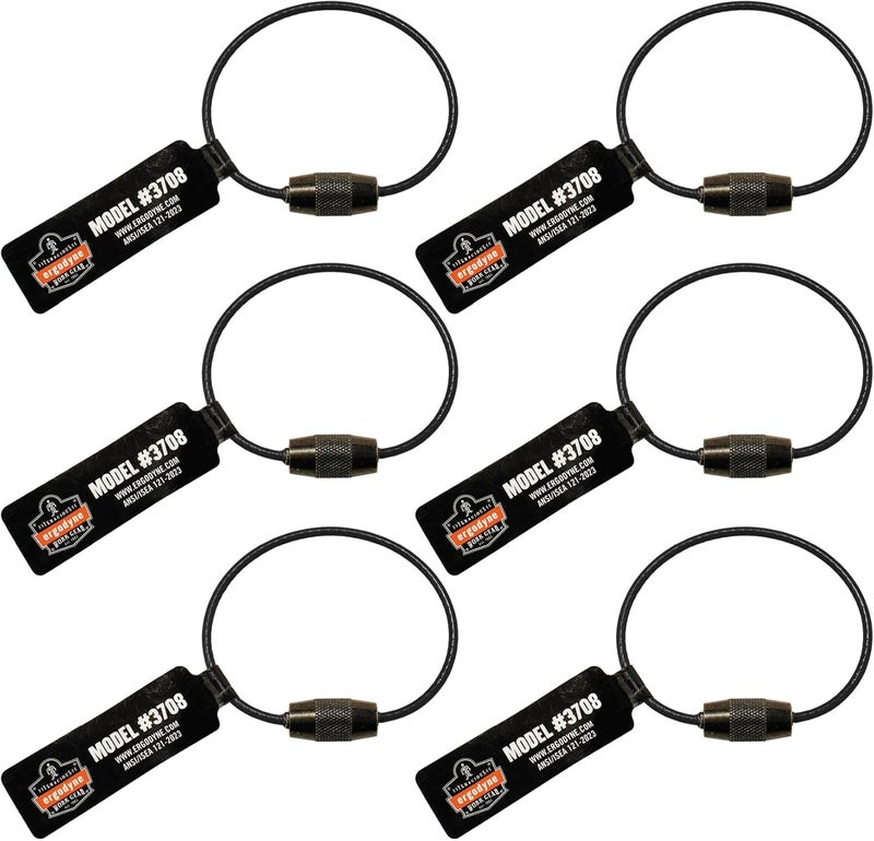 Ergodyne Squids 3708 Wire Cable Loop Tool Tethering Attachment Screw Gate Opening Weight Rating 3lbs 6Pack - Image 1