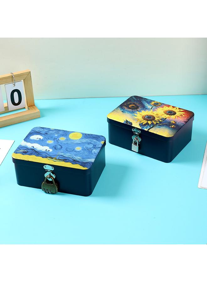 Bluejw Creative Wrought Iron Storage Box With Lock Documents Sundries Tinplate Storage Box Small Fresh Packaging Box Gift Box Empty Box - Image 5