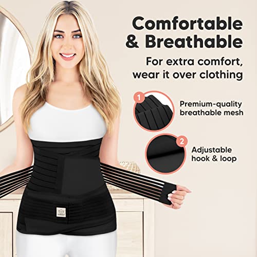 KeaBabies 3 in 1 Postpartum Belly Support Recovery Wrap – Postpartum Belly Band, After Birth Brace, Slimming Girdles, Body Shaper Waist Shapewear, Post Surgery Pregnancy Belly Support Band(Midnight Black, 2XL) - Image 3