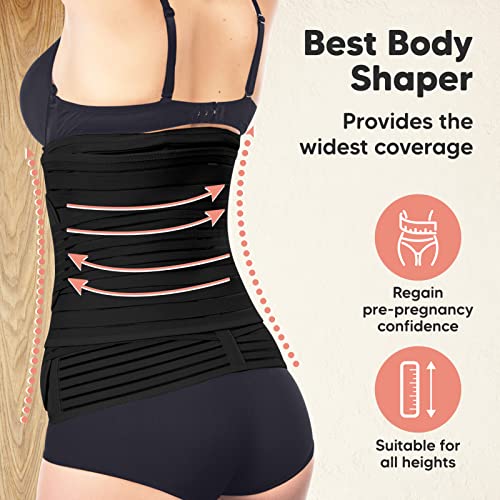 KeaBabies 3 in 1 Postpartum Belly Support Recovery Wrap – Postpartum Belly Band, After Birth Brace, Slimming Girdles, Body Shaper Waist Shapewear, Post Surgery Pregnancy Belly Support Band(Midnight Black, 2XL) - Image 5