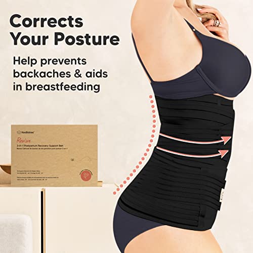 KeaBabies 3 in 1 Postpartum Belly Support Recovery Wrap – Postpartum Belly Band, After Birth Brace, Slimming Girdles, Body Shaper Waist Shapewear, Post Surgery Pregnancy Belly Support Band(Midnight Black, 2XL) - Image 4