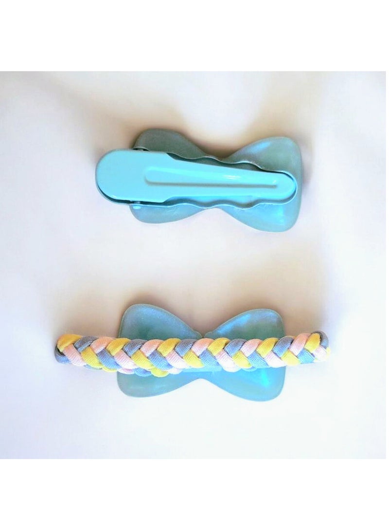 مجموعة من مشبك و ربطة شعر للفتيات باللون الازرق - Image 2