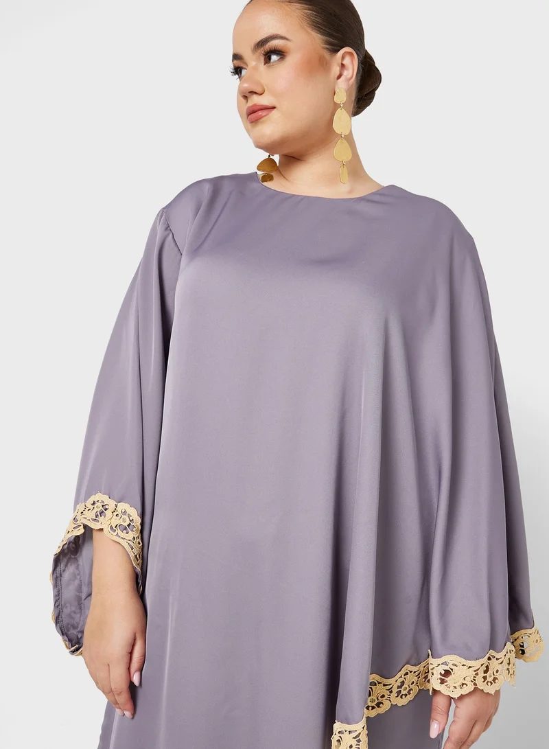 Hayas Closet Curve Broidered Hem Tunic & Pants Set