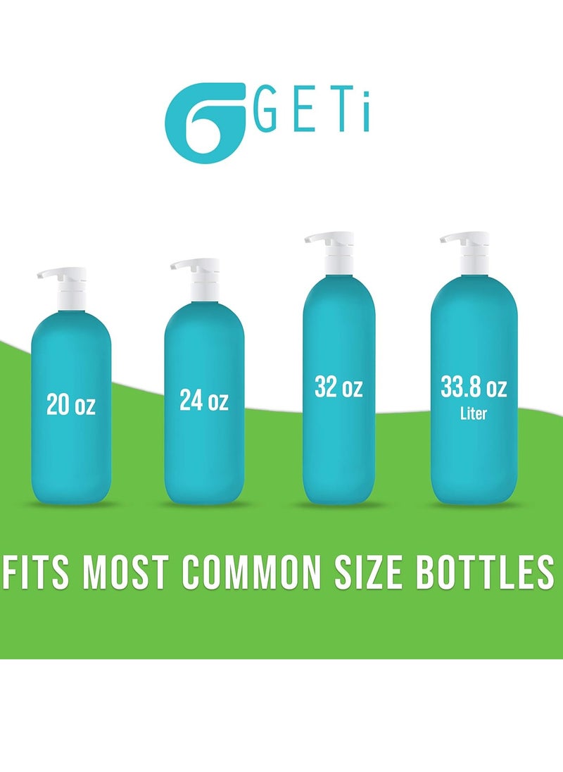 Geti Beauty 2-Pack Liter 33.8 oz Shampoo Conditioner Pump Dispenser | Fits Most Salon Brand Liter Size Bottles with a 1-inch Wide Opening | White | by Geti Beauty  - Image 4