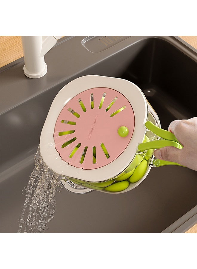 2PCS Fruit Vegetable Washing Bowl with Strainer, Multifunctional Produce Washer, Berry Container, Lettuce Keeper for Fridge Refrigerator Organization, Portable Strainers and Colander for Kitchen (Strawberry powder+Coffee color) - Image 4