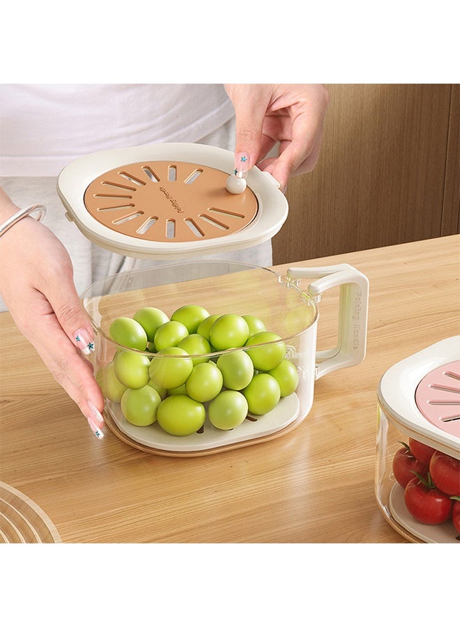 2PCS Fruit Vegetable Washing Bowl with Strainer, Multifunctional Produce Washer, Berry Container, Lettuce Keeper for Fridge Refrigerator Organization, Portable Strainers and Colander for Kitchen (Strawberry powder+Coffee color) - Image 2