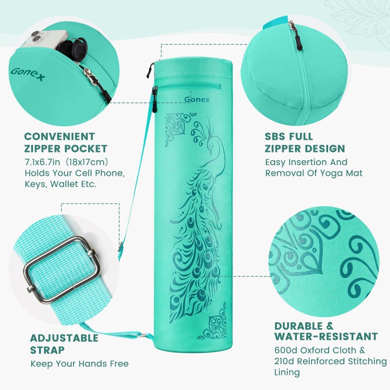 Gonex Yoga Mat Bag, Yoga Mat Carrier Full-Zip Exercise Yoga Mat Carry Bag for Women Men with a Wet Pocket and Zipper Pocket Extra Wide Adjustable Shoulder Strap - Image 3