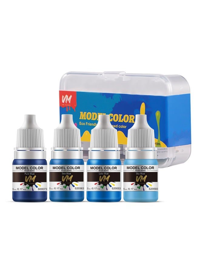 M.A.K VM FIGURE Blue Series Eco Friendly Water Based Color 4 Bottles x 5 ml (0.17 fl.oz.) Brush Paint Miniature Painting Kit Acrylic Resin Pigment for Models, Figures, and Crafts - Image 1