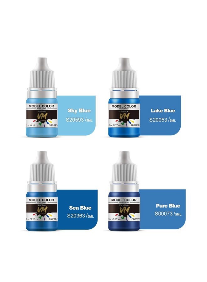 M.A.K VM FIGURE Blue Series Eco Friendly Water Based Color 4 Bottles x 5 ml (0.17 fl.oz.) Brush Paint Miniature Painting Kit Acrylic Resin Pigment for Models, Figures, and Crafts - Image 2