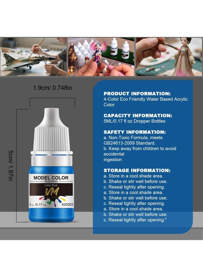 M.A.K VM FIGURE Blue Series Eco Friendly Water Based Color 4 Bottles x 5 ml (0.17 fl.oz.) Brush Paint Miniature Painting Kit Acrylic Resin Pigment for Models, Figures, and Crafts - Image 4