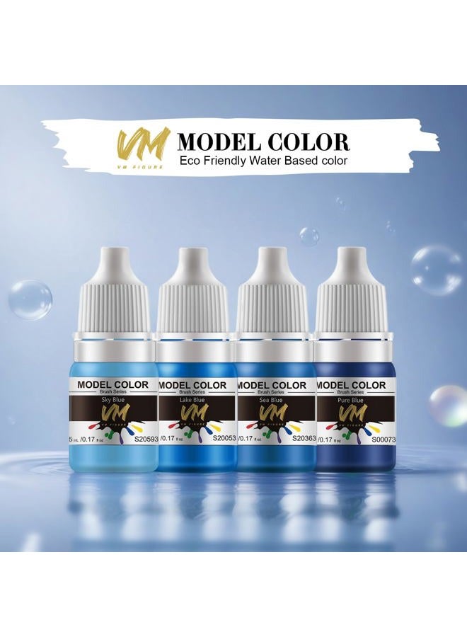 M.A.K VM FIGURE Blue Series Eco Friendly Water Based Color 4 Bottles x 5 ml (0.17 fl.oz.) Brush Paint Miniature Painting Kit Acrylic Resin Pigment for Models, Figures, and Crafts - Image 3