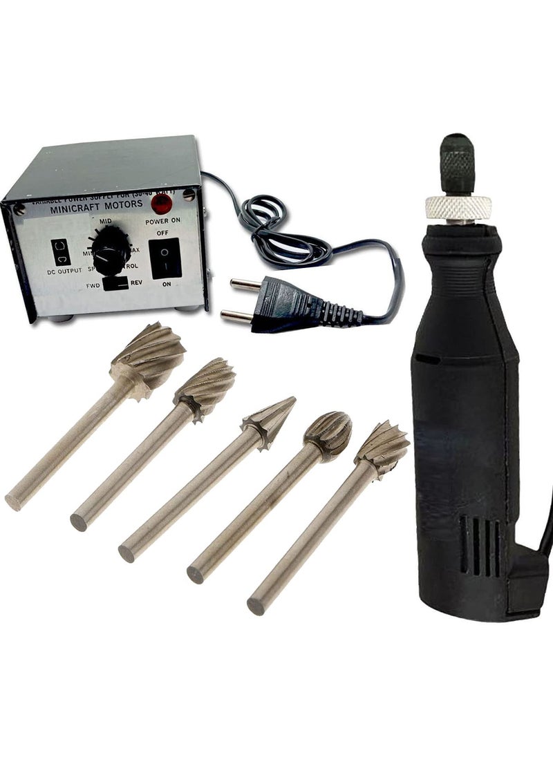 DIY Crafts DIY Crafts 5x Diamond Burrs, Diamond Burrs, Tools Minicraft Machine/Mini Drill Machine+12V Speed And Direction Control Stabilizer Elimeter Box Adjustable (5x Diamond Burrs, Diamond Burrs)  - Image 1