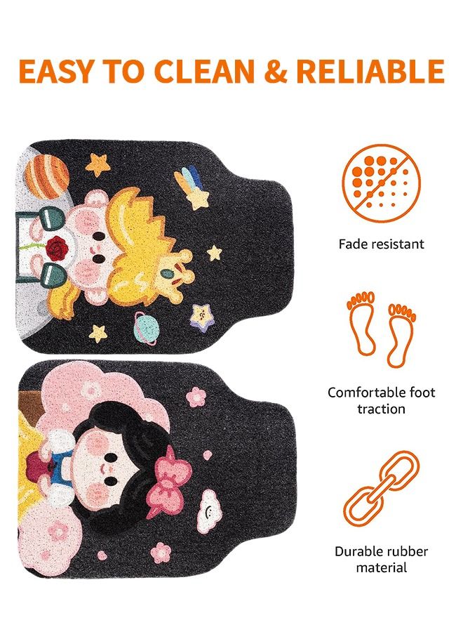 جرويك قطعتان من سجادات الأرضية الأمامية للسيارة، أرضية ملفوفة لالتقاط الغبار تناسب معظم السيارات، عالمية شديدة التحمل للسيارات، دائرية حريرية للسيارات - Image 5