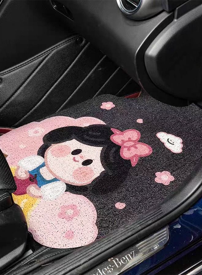 جرويك قطعتان من سجادات الأرضية الأمامية للسيارة، أرضية ملفوفة لالتقاط الغبار تناسب معظم السيارات، عالمية شديدة التحمل للسيارات، دائرية حريرية للسيارات - Image 2