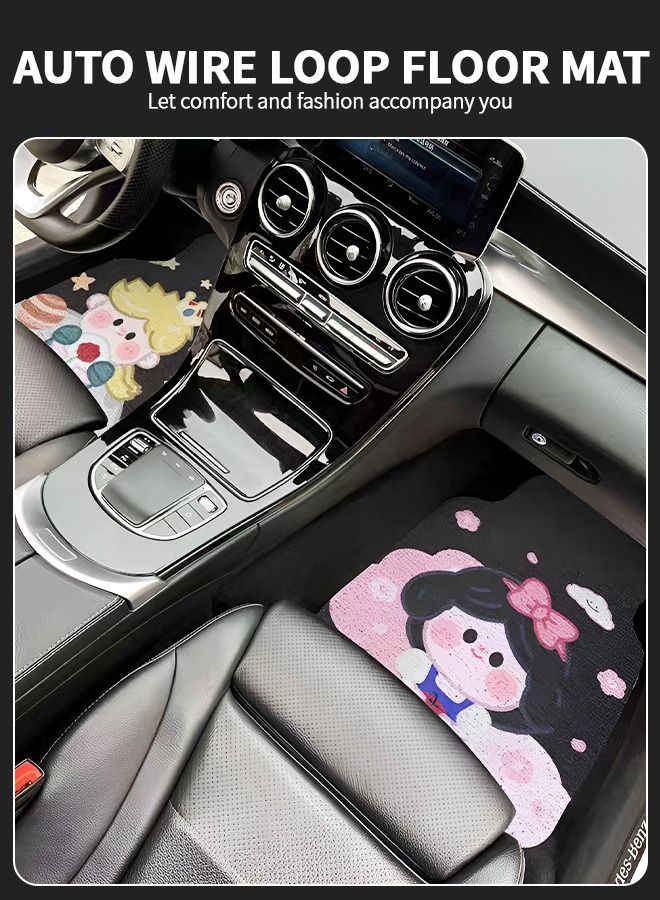 جرويك قطعتان من سجادات الأرضية الأمامية للسيارة، أرضية ملفوفة لالتقاط الغبار تناسب معظم السيارات، عالمية شديدة التحمل للسيارات، دائرية حريرية للسيارات - Image 4