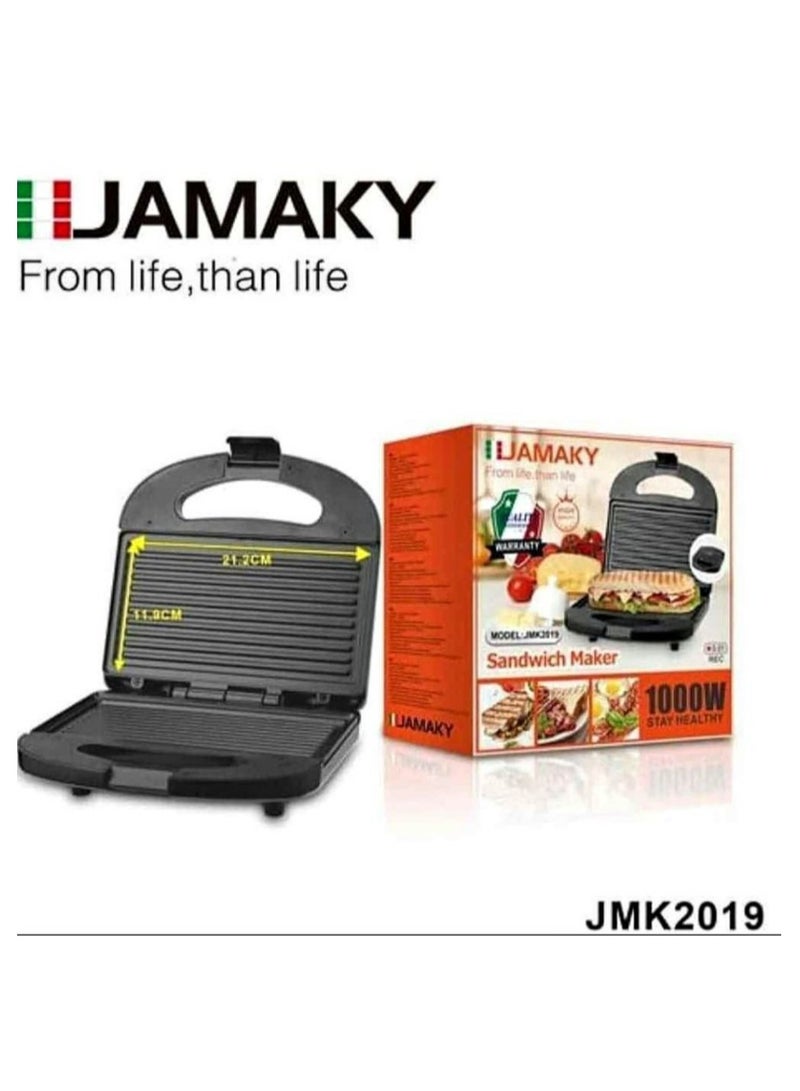 Jamaky Italy صانع الساندوتش ( JMK2019 )(ضمان-سنه) 1000 وات - أسود من جاماكي تصميم ايطالي 