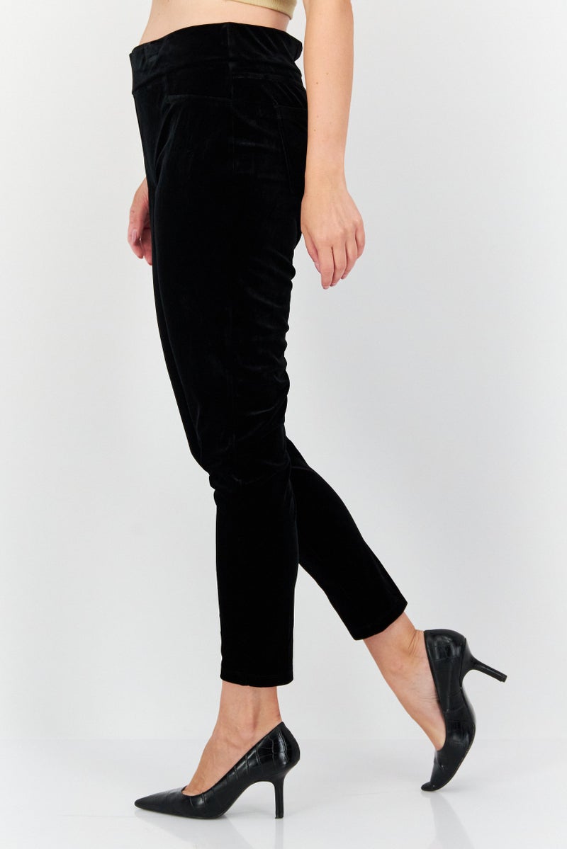 ANNE KLEIN Women Regular Fit Solid Pant, Black  - Image 3