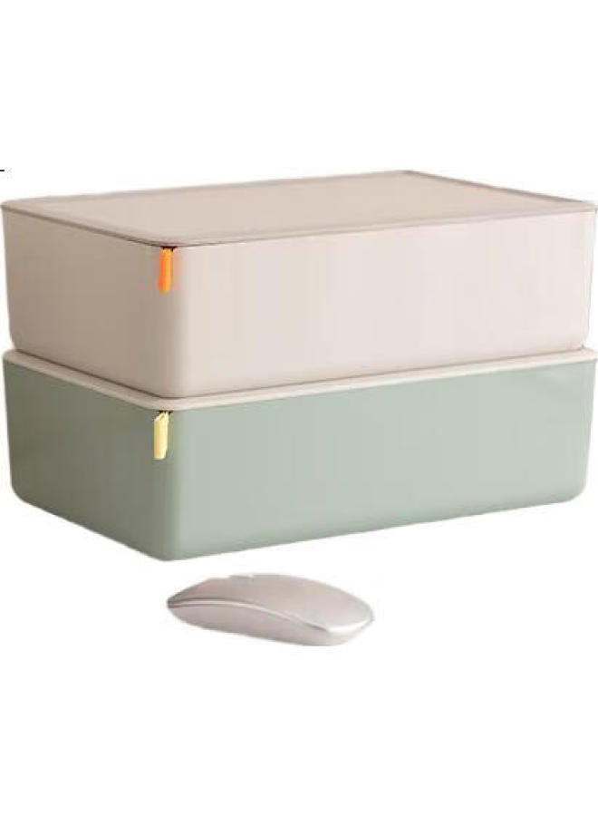 Deli [3.6L Capacity] Large Desktop Storage Box With Lid, Dust-Proof, Pen Holder, Stationery Organizer, Cosmetic Storage Container, Small Item Storage Box, Xdm12 Light Gray - Image 2
