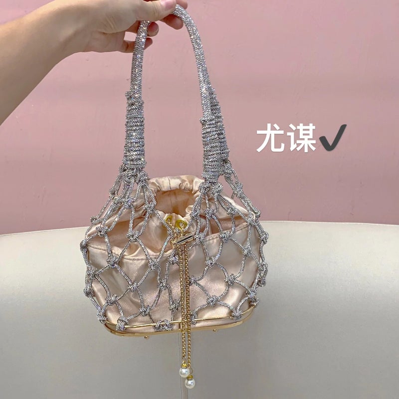 Fashion Casual Handmade Woven Bag Niche Design Beaded Chain Simple All-Match High-End Portable Vegetable Basket Bag - Image 2